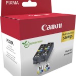 Canon CLI-36 Γνήσιο Πακέτο 2 Μελανιών Εκτυπωτή InkJet Πολλαπλό (Color) (1511B025)