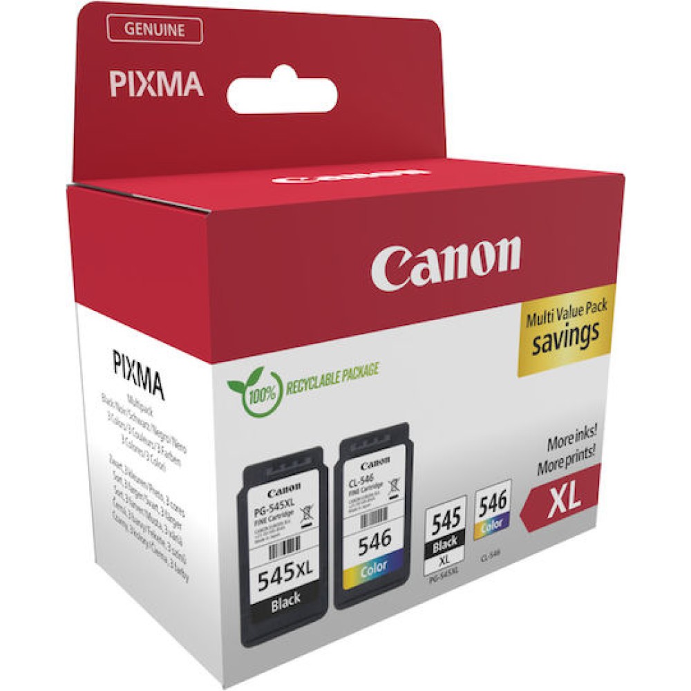 Canon PG-545/CL-546XL Γνήσιο Πακέτο 2 Μελανιών Εκτυπωτή InkJet Μαύρο / Πολλαπλό (Color) (8286B012)