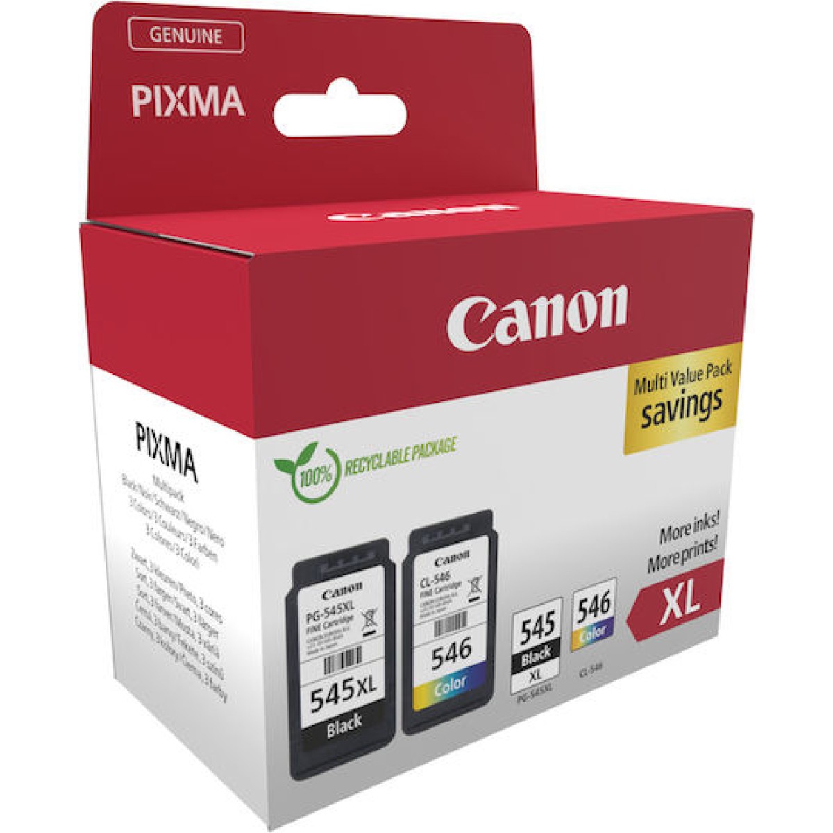 Canon PG-545/CL-546XL Γνήσιο Πακέτο 2 Μελανιών Εκτυπωτή InkJet Μαύρο / Πολλαπλό (Color) (8286B012)