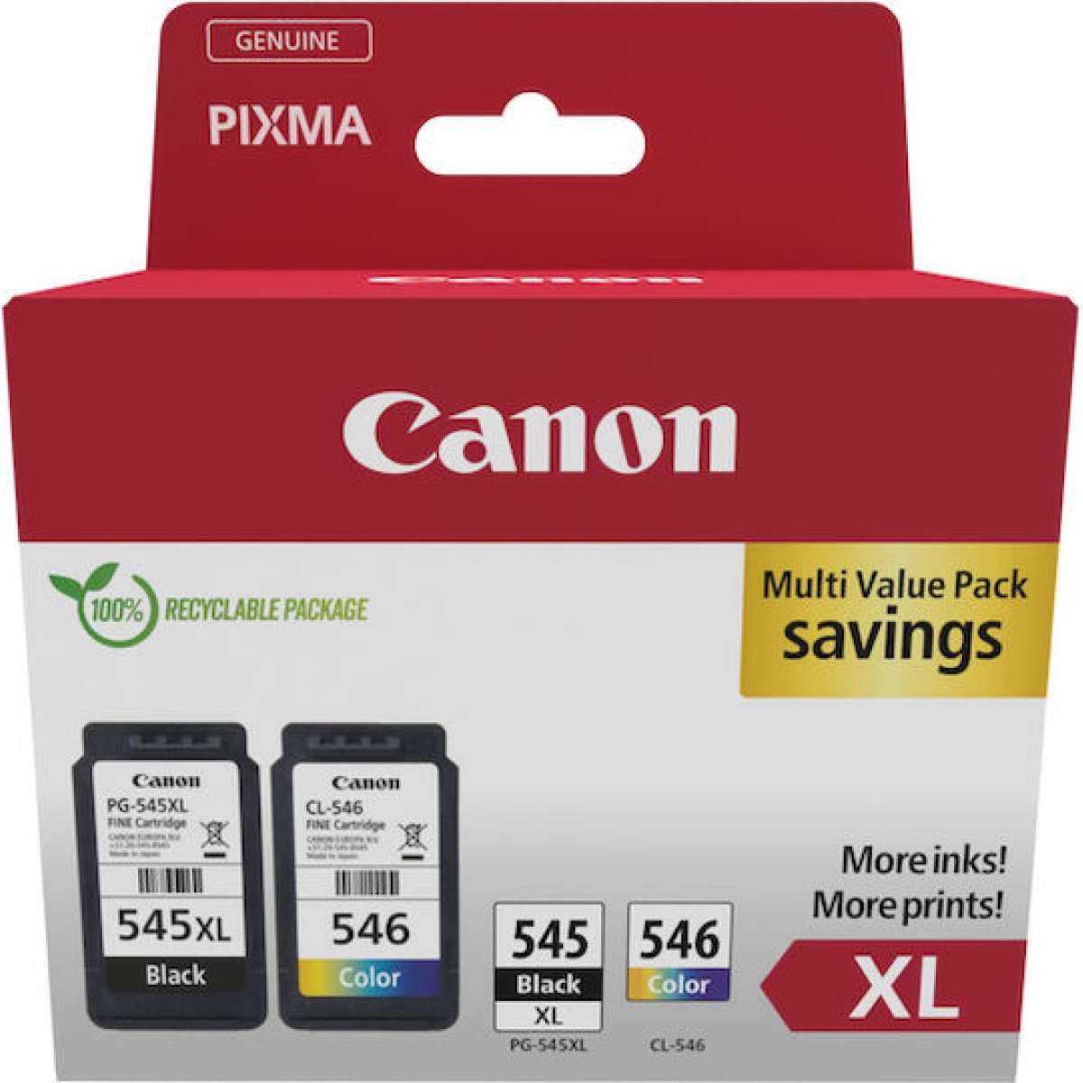 Canon PG-545/CL-546XL Γνήσιο Πακέτο 2 Μελανιών Εκτυπωτή InkJet Μαύρο / Πολλαπλό (Color) (8286B012)