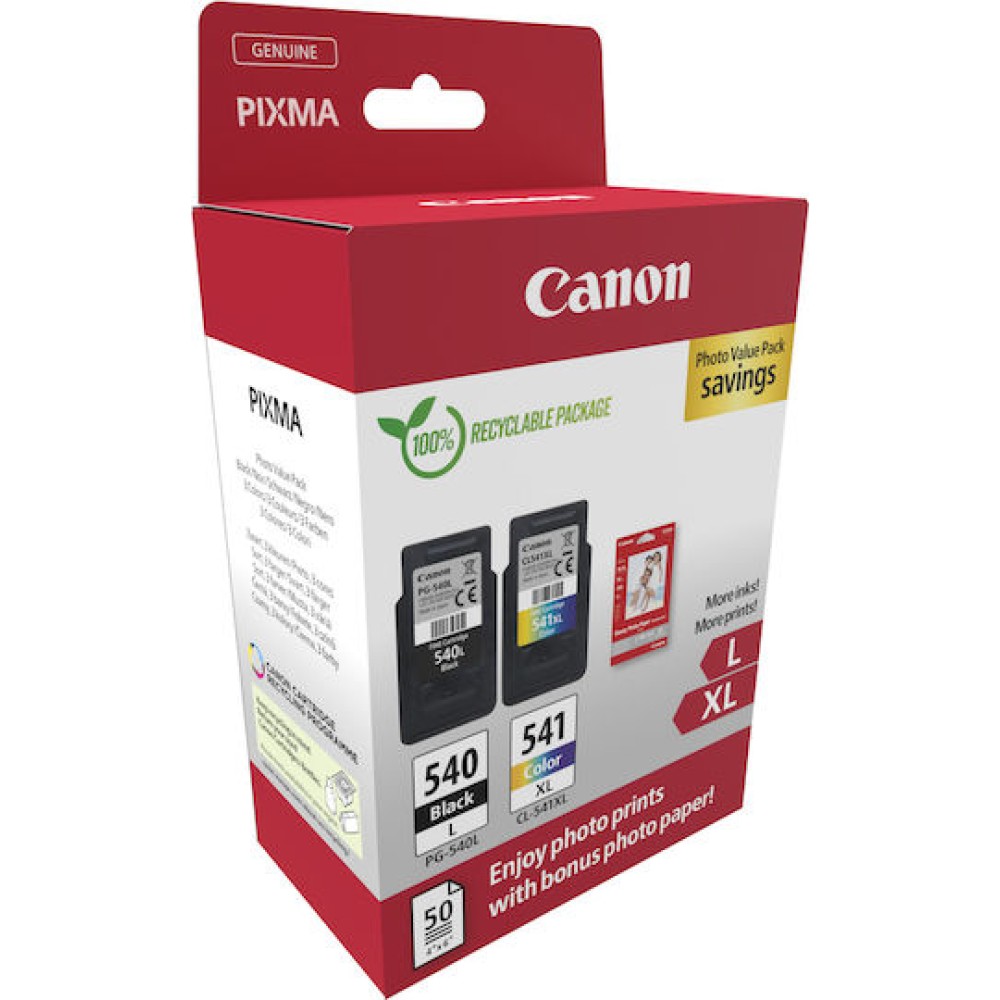 Canon Pg-540 L Cl-541 Xl Γνήσιο Photo Value Pack με 1 Μελάνι InkJet Μαύρο (5224B012)