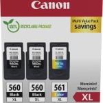 Canon PG-560 XL Γνήσιο Photo Value Pack με 3 Μελάνια Εκτυπωτή InkJet Μαύρο / Πολλαπλό (Color) (3712C012)