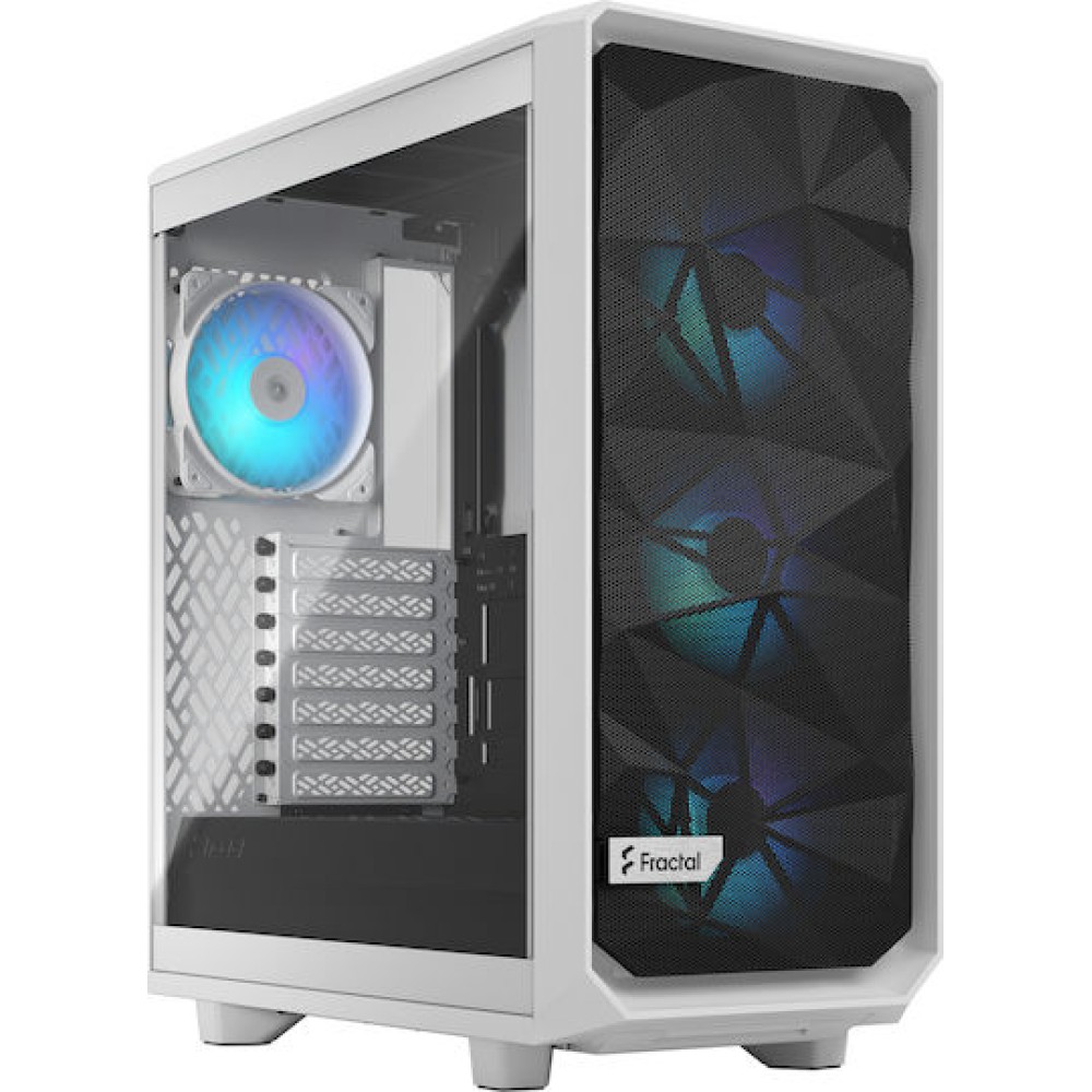 Fractal Design Meshify 2 Compact RGB Gaming Midi Tower Κουτί Υπολογιστή με Πλαϊνό Παράθυρο White TG Clear tint