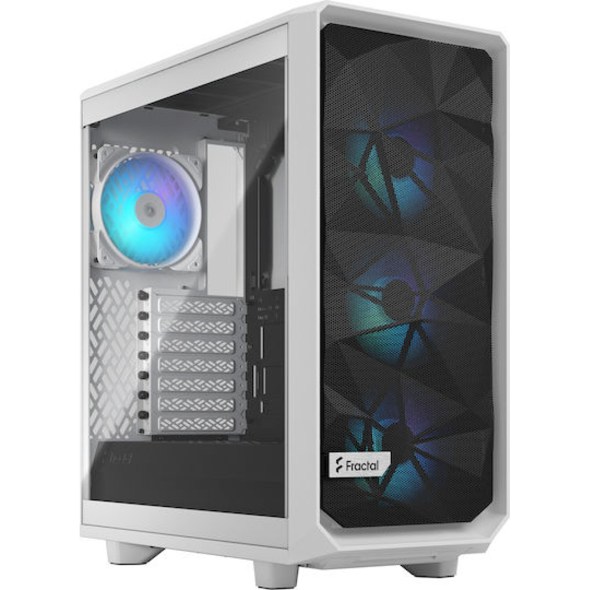 Fractal Design Meshify 2 Compact RGB Gaming Midi Tower Κουτί Υπολογιστή με Πλαϊνό Παράθυρο White TG Clear tint