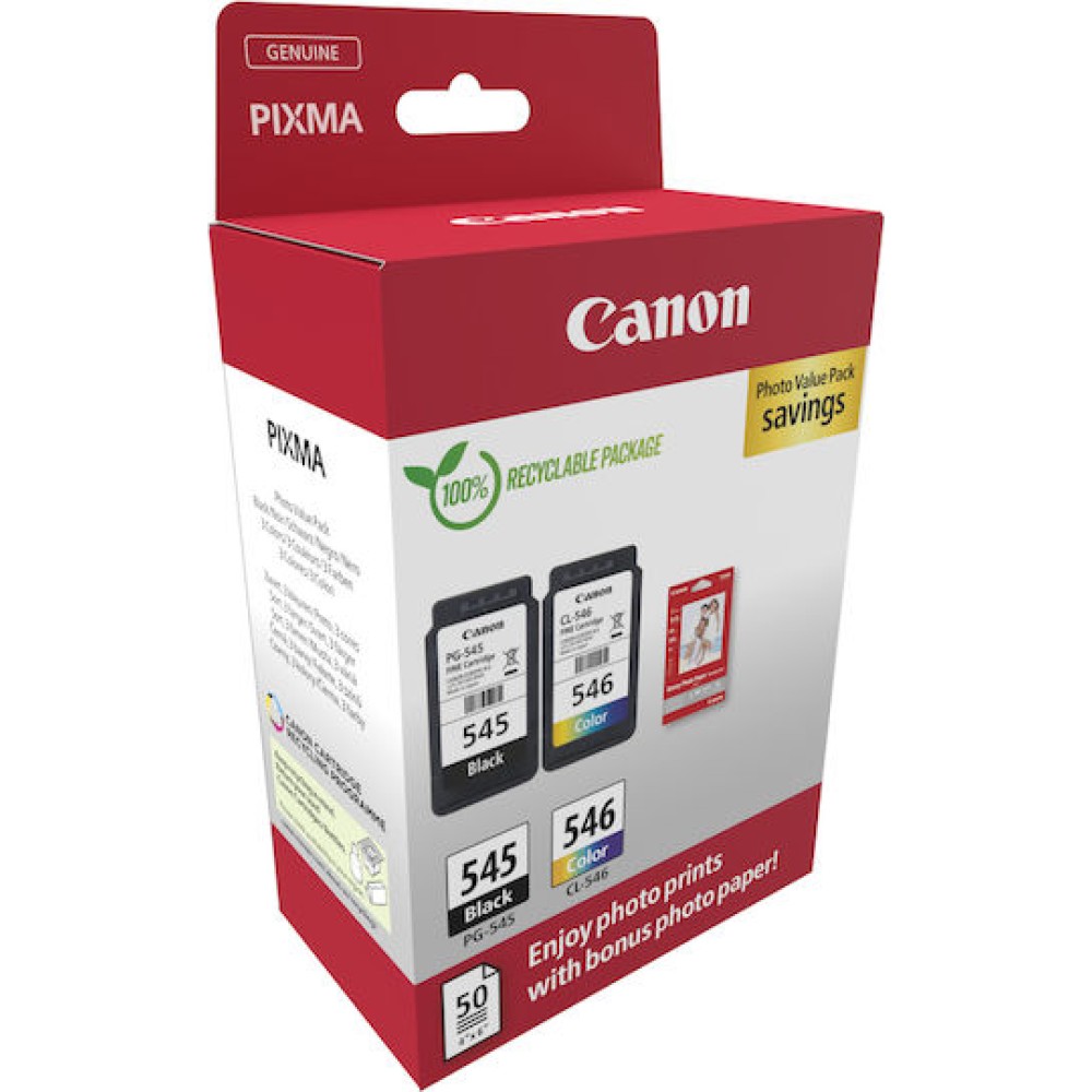 Canon Pg-545 Cl-546 Γνήσιο Photo Value Pack με 1 Μελάνι InkJet Μαύρο (8287B008)