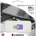 Kingston DataTraveler MicroDuo 3C 64GB USB 3.1 Stick με σύνδεση USB-A & USB-C Μωβ