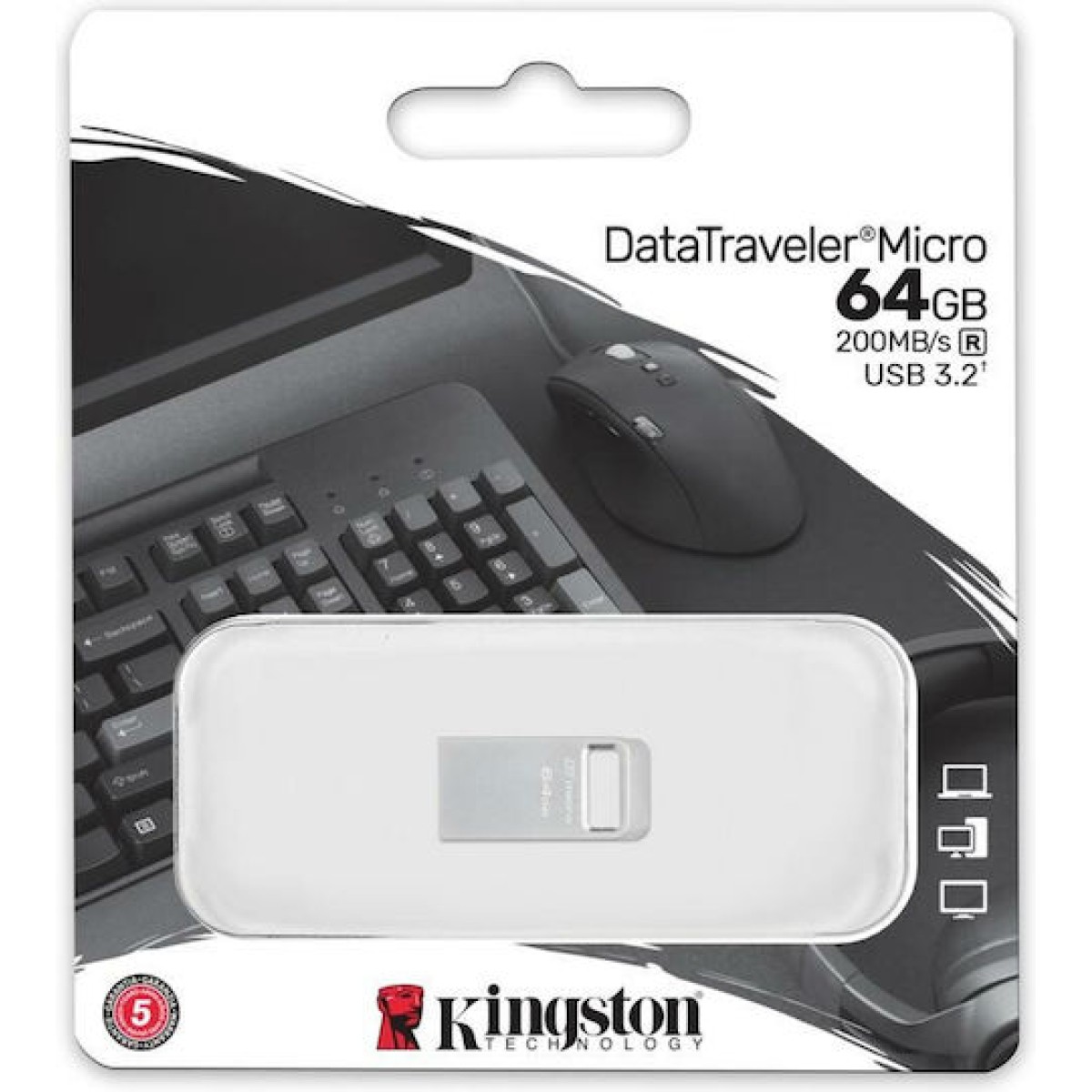 Kingston DataTraveler Micro Gen2 64GB USB 3.2 Stick Ασημί