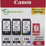 Canon PG-545 XL x2 / CL-546 XL Γνήσιο Photo Value Pack με 3 Μελάνια Εκτυπωτή InkJet Photo Μαύρο / Πολλαπλό (Color) (8286B015)