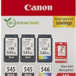 Canon PG-545 XL x2 / CL-546 XL Γνήσιο Photo Value Pack με 3 Μελάνια Εκτυπωτή InkJet Photo Μαύρο / Πολλαπλό (Color) (8286B015)