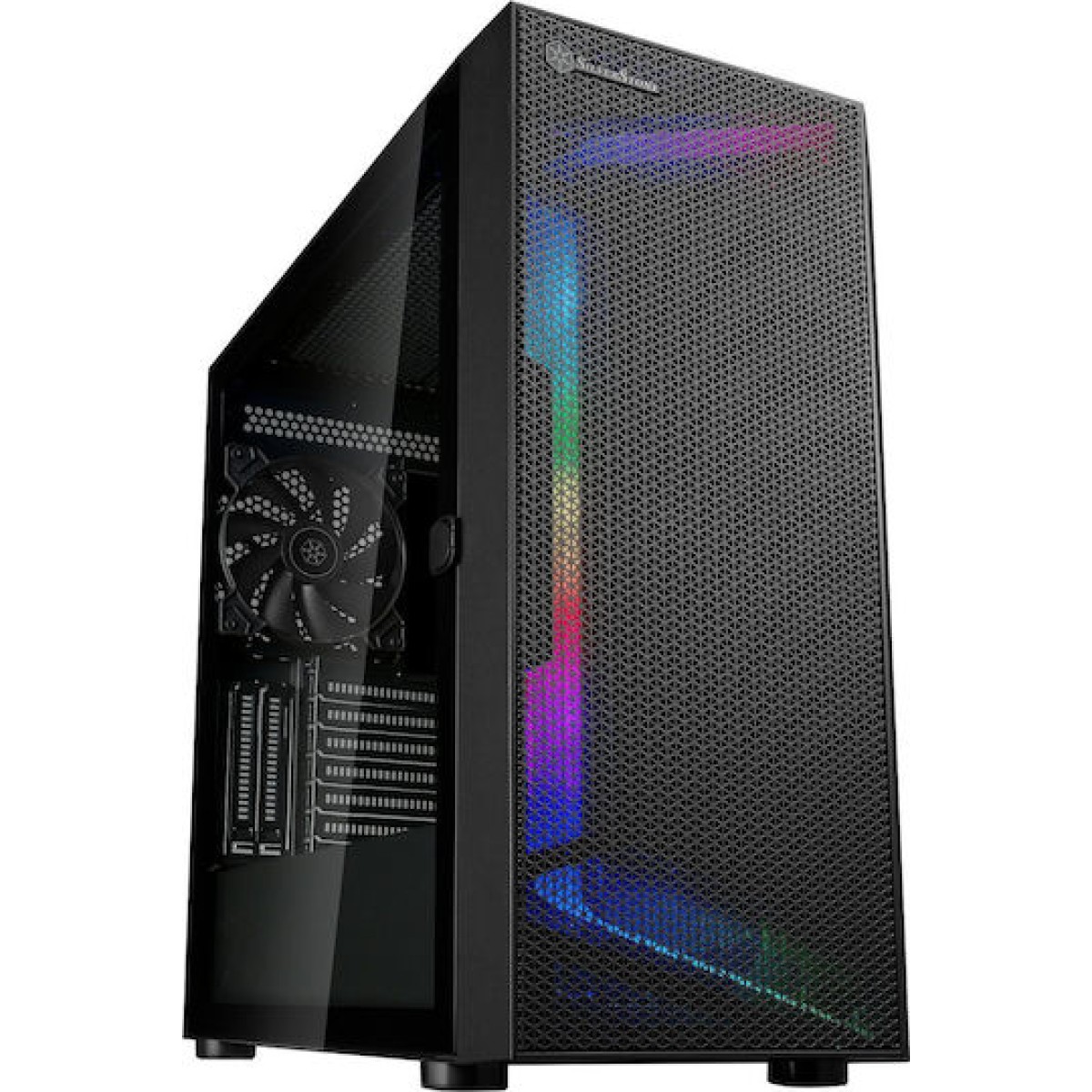Silverstone Seta H1 Gaming Midi Tower Κουτί Υπολογιστή με Πλαϊνό Παράθυρο και RGB Φωτισμό Μαύρο