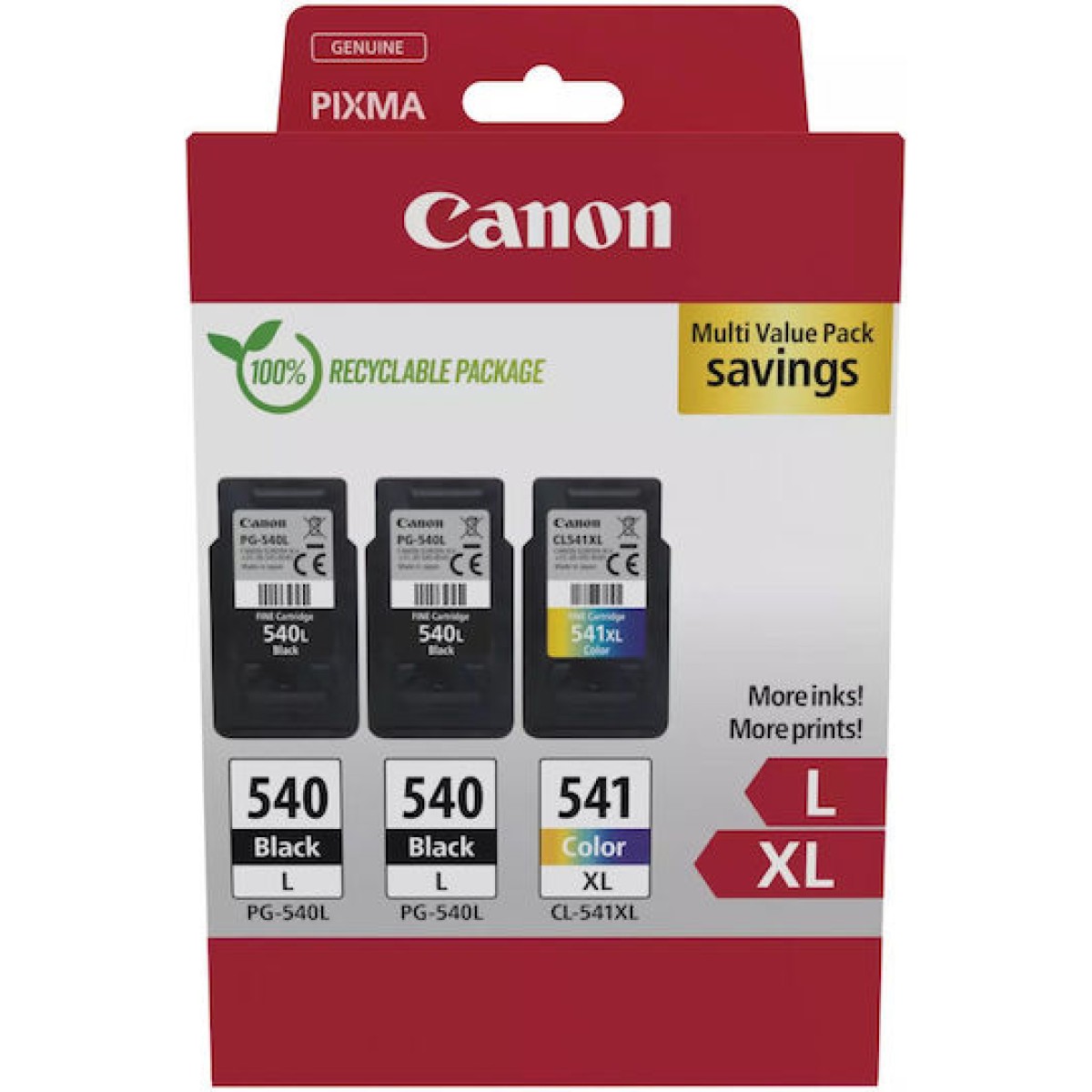 Canon PG-540Lx2/CL-541XL Γνήσιο Πακέτο Μελανιών Εκτυπωτή InkJet Μαύρο / Κυανό / Ματζέντα / Κίτρινο (5224B017)