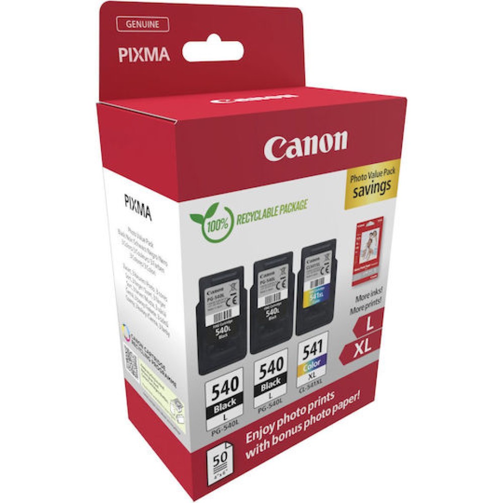 Canon PG-540Lx2/CL-541XL Γνήσιο Photo Value Pack με 3 Μελάνια Εκτυπωτή InkJet Μαύρο / Πολλαπλό (Color) (5224B015)