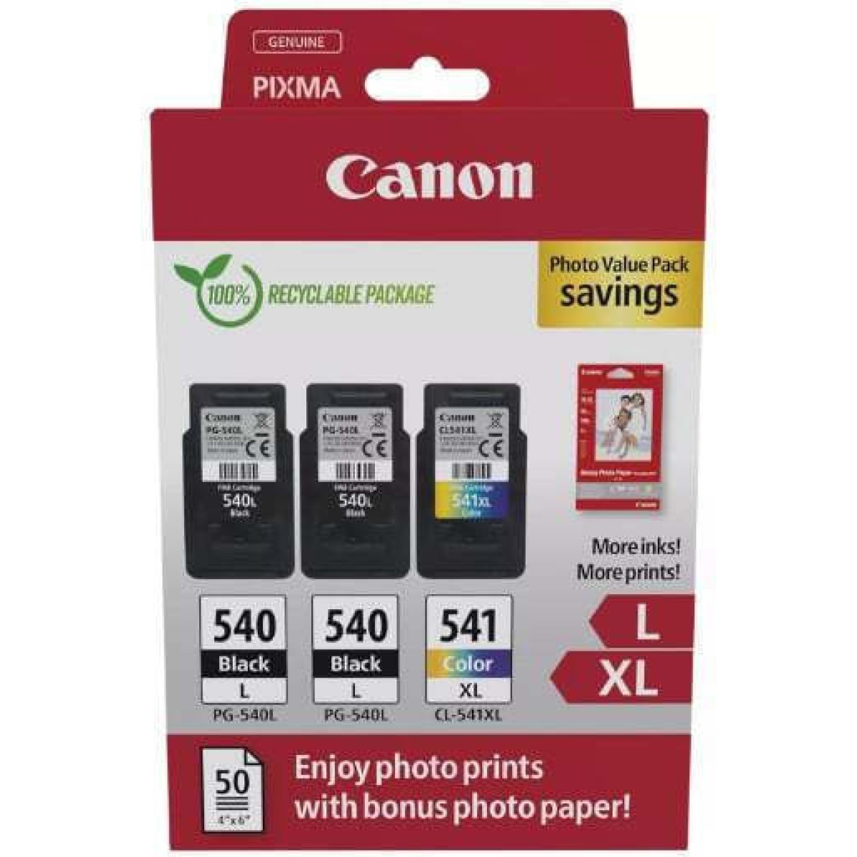 Canon PG-540Lx2/CL-541XL Γνήσιο Photo Value Pack με 3 Μελάνια Εκτυπωτή InkJet Μαύρο / Πολλαπλό (Color) (5224B015)