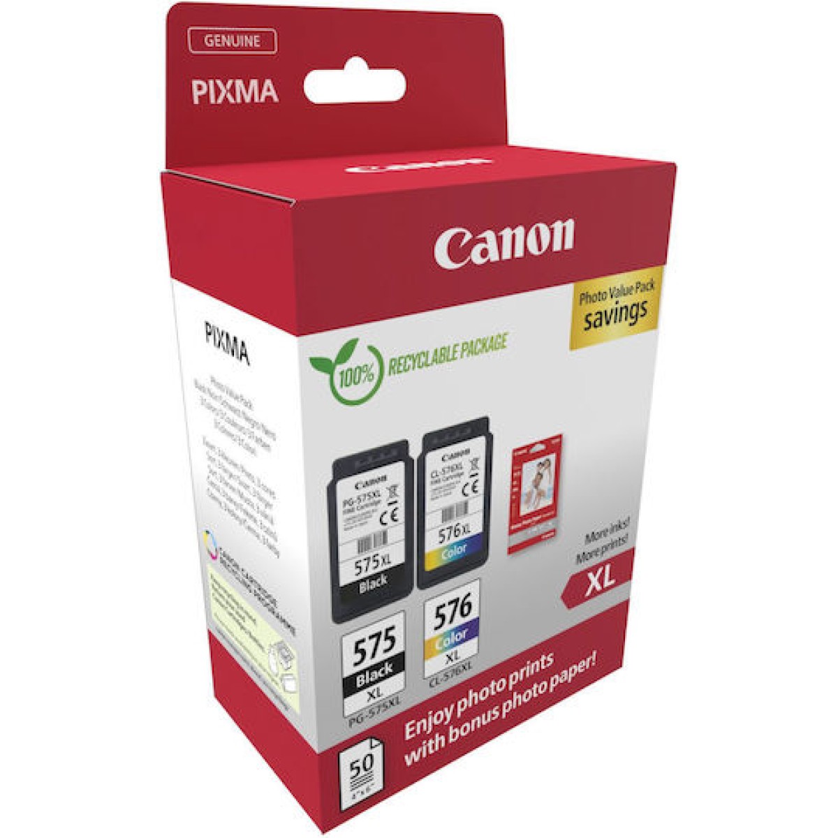 Canon PG-575 / CL-576 XL Γνήσιο Photo Value Pack με 2 Μελάνια Εκτυπωτή InkJet Μαύρο / Πολλαπλό (Color) (5437C006)