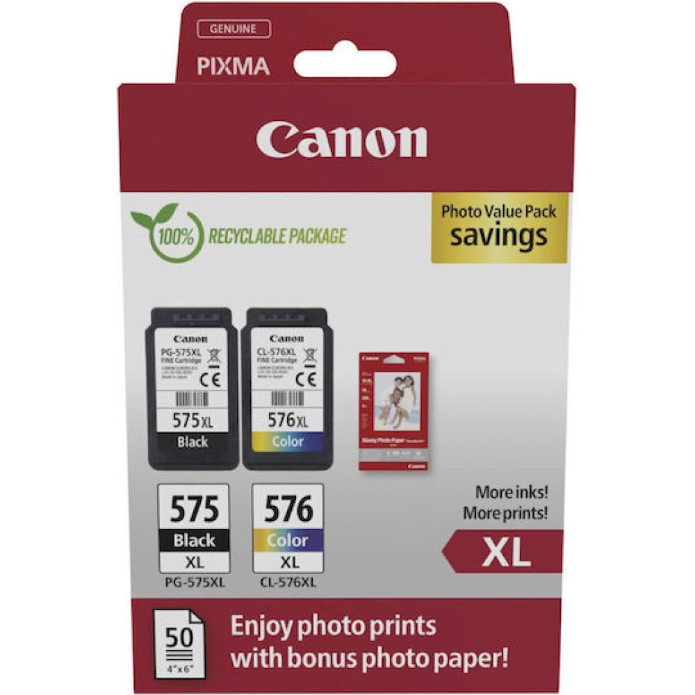 Canon PG-575 / CL-576 XL Γνήσιο Photo Value Pack με 2 Μελάνια Εκτυπωτή InkJet Μαύρο / Πολλαπλό (Color) (5437C006)
