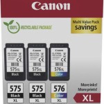 Canon PG-575 XL x2 Γνήσιο Πακέτο 3 Μελανιών Εκτυπωτή InkJet Μαύρο / Πολλαπλό (Color) (5437C004)