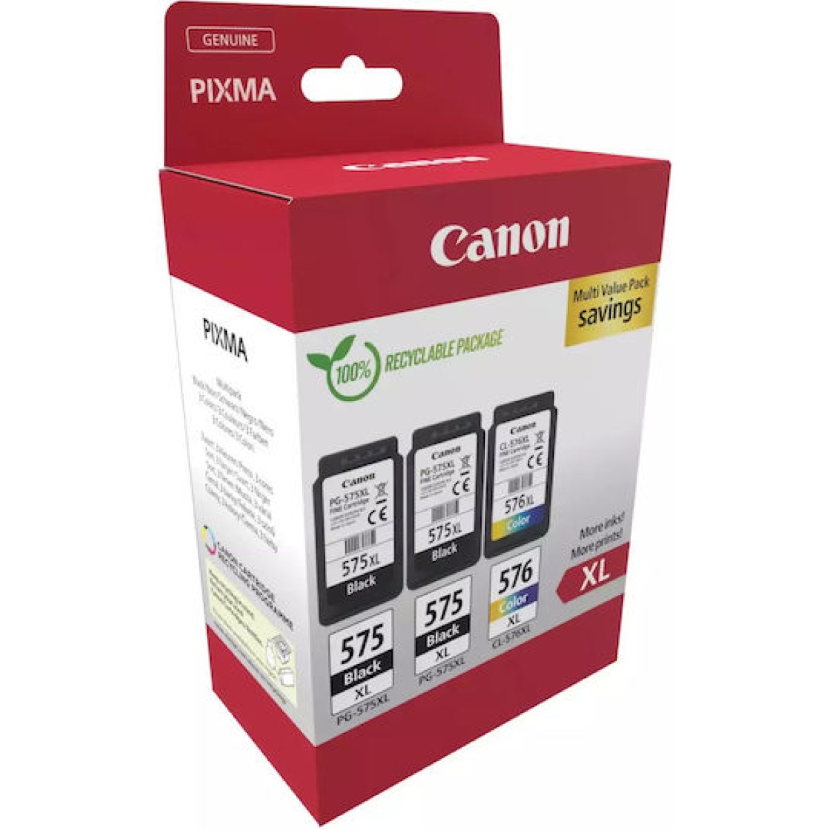 Canon PG-575 XL x2 Γνήσιο Πακέτο 3 Μελανιών Εκτυπωτή InkJet Μαύρο / Πολλαπλό (Color) (5437C004)