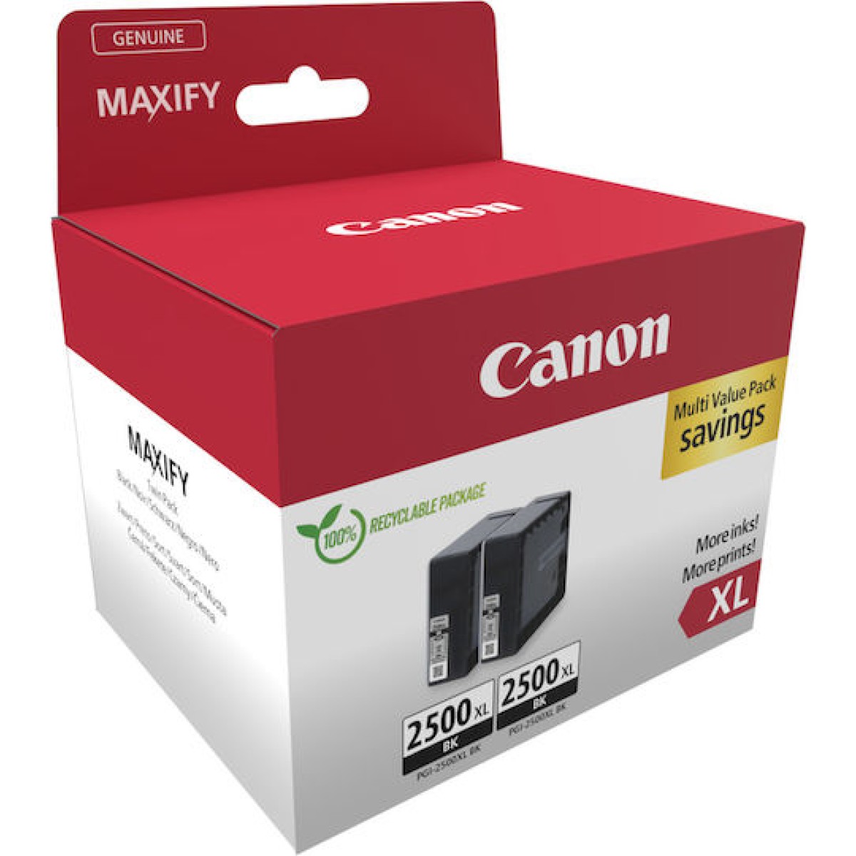 Canon PGI-2500XL Γνήσιο Πακέτο 2 Μελανιών Εκτυπωτή InkJet Μαύρο (9254B011)