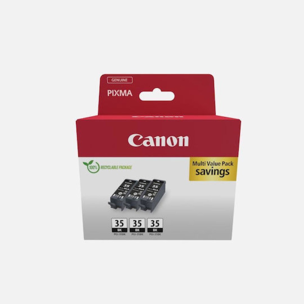 Canon PGI-35 Γνήσιο Πακέτο 3 Μελανιών Εκτυπωτή InkJet Μαύρο (1509B028)