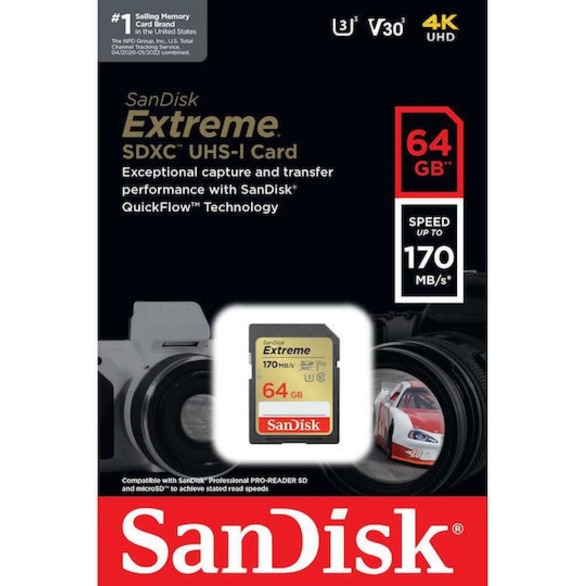 Sandisk Extreme SDXC 64GB Class 10 U3 V30 UHS-I 170MB/s