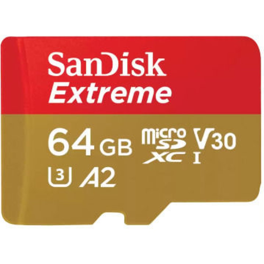 Sandisk Extreme microSDXC 64GB Class 10 U3 V30 A2 UHS-I με αντάπτορα SDSQXAH-064G-GN6MA