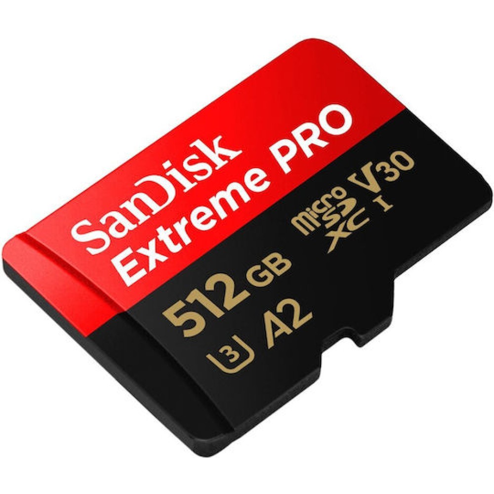 Sandisk Extreme Pro microSDXC 512GB U3 V30 A2 UHS-I με αντάπτορα 200MB/s