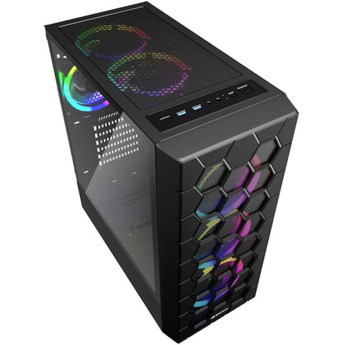 Sharkoon HEX Gaming Midi Tower Κουτί Υπολογιστή με Πλαϊνό Παράθυρο και RGB Φωτισμό Μαύρο