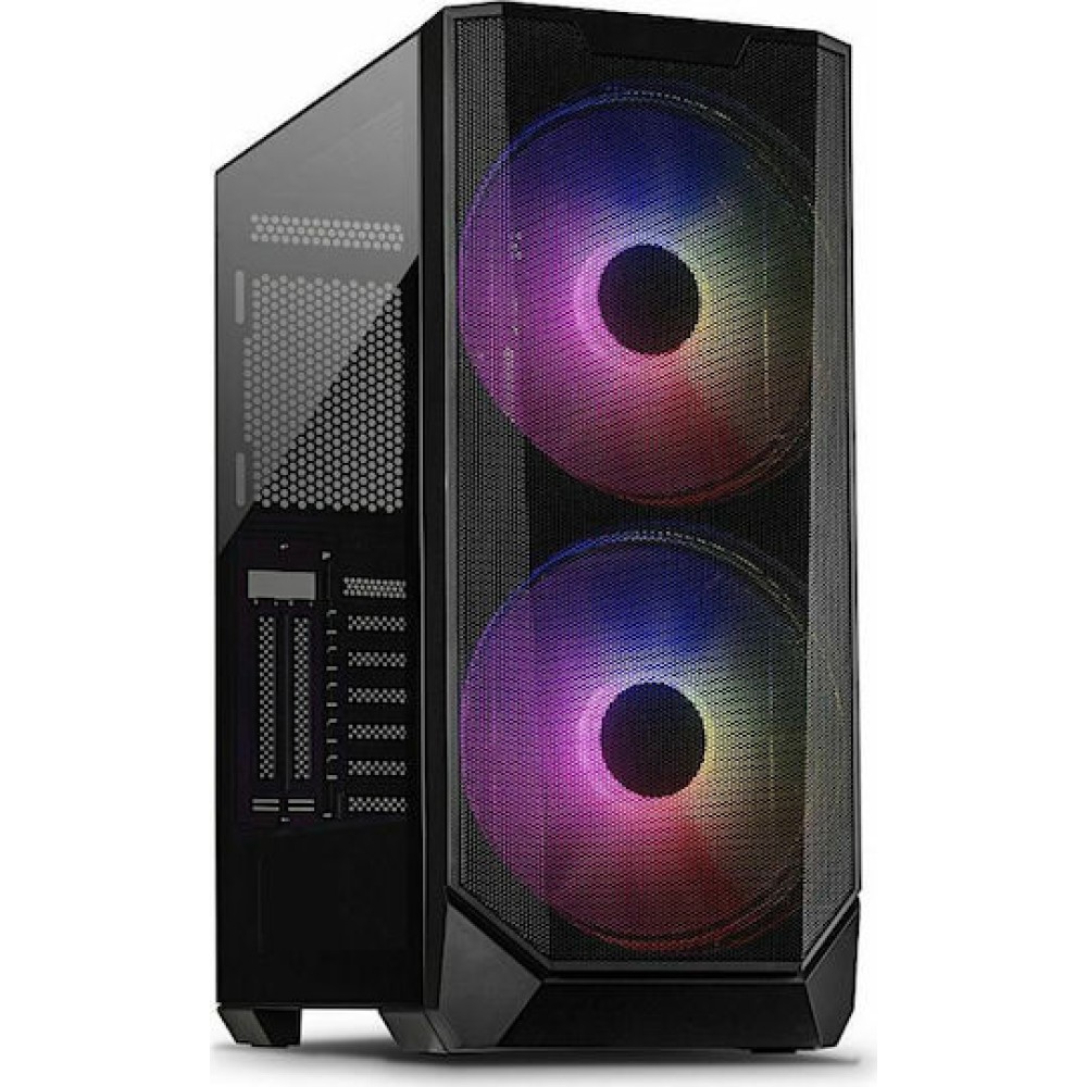 Inter-Tech IT-3503 Airstream Gaming Full Tower Κουτί Υπολογιστή με Πλαϊνό Παράθυρο και RGB Φωτισμό Μαύρο