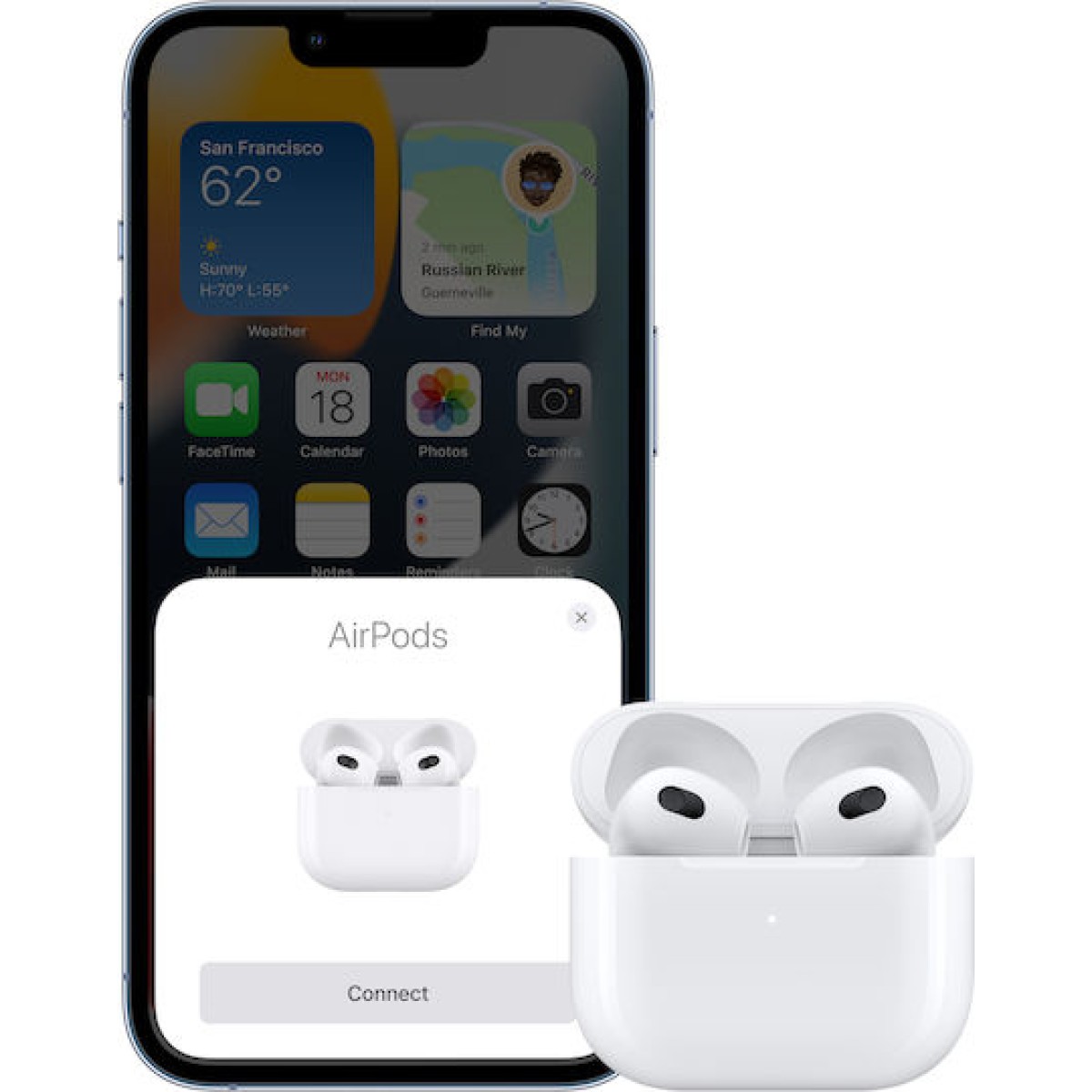 Apple AirPods (3rd generation) with Lightning Charging Case Earbud Bluetooth Handsfree Ακουστικά με Αντοχή στον Ιδρώτα και Θήκη Φόρτισης Λευκά