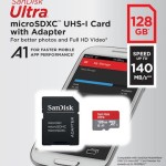 Sandisk Ultra microSDXC 128GB Class 10 U1 A1 UHS-I με αντάπτορα 140MB/s