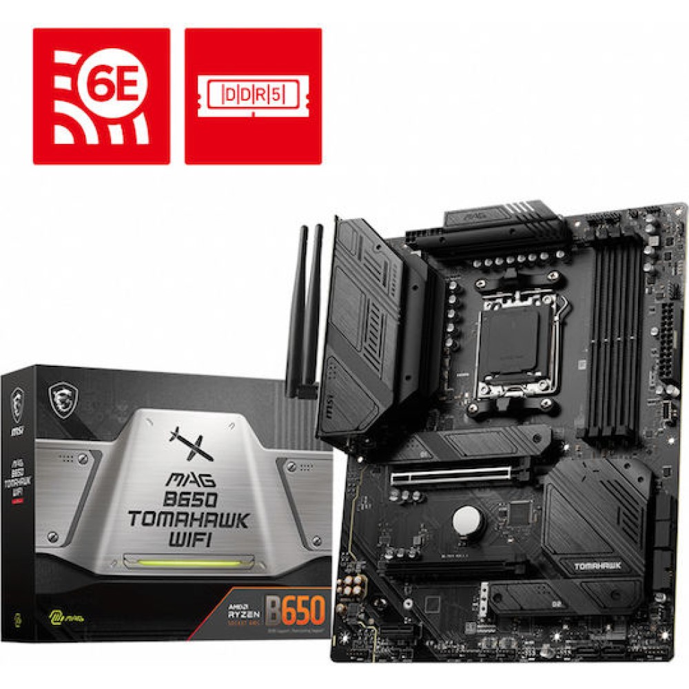 MSI Mag B650 Tomahawk WIFI Motherboard ATX με AMD AM5 Socket 7D75-001R