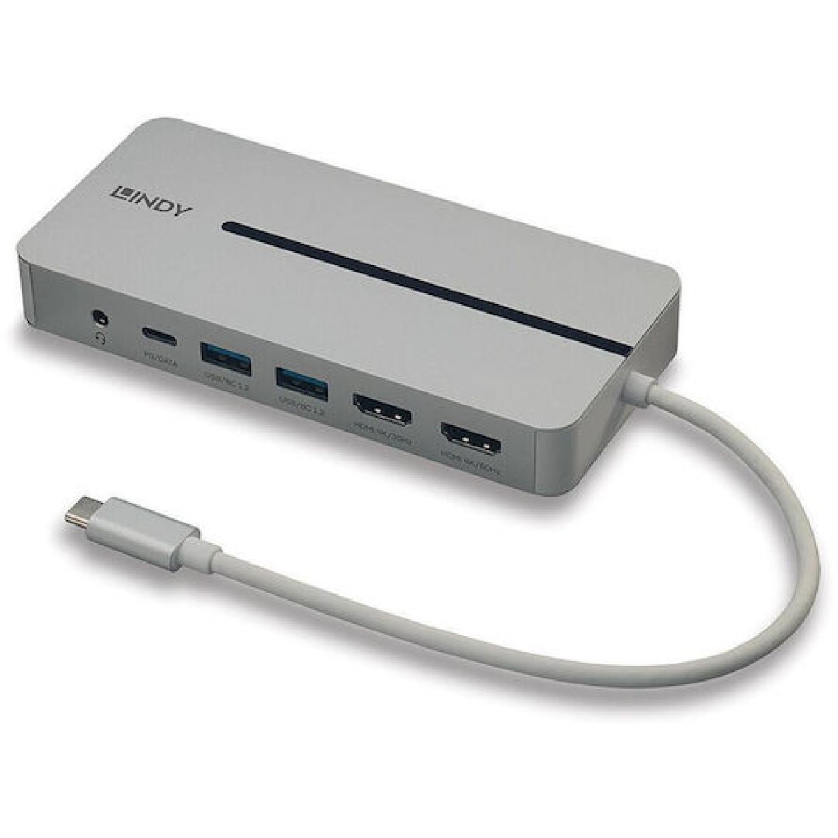 Lindy USB-C Docking Station με HDMI 4K PD Ethernet και συνδεση 2 Οθονών Γκρι (43360)
