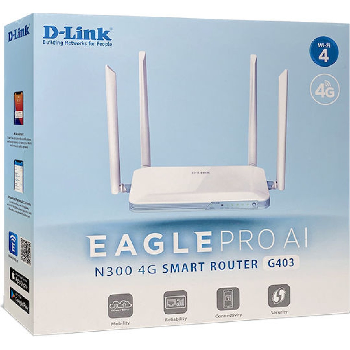 D-Link G403 Ασύρματο 4G Mobile Router Wi‑Fi 4 με 4 Θύρες Ethernet