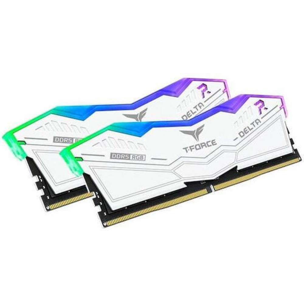 TeamGroup Delta RGB White DDR5 32GB RAM με 2x16GB Modules και Ταχύτητα 7600 για Desktop
