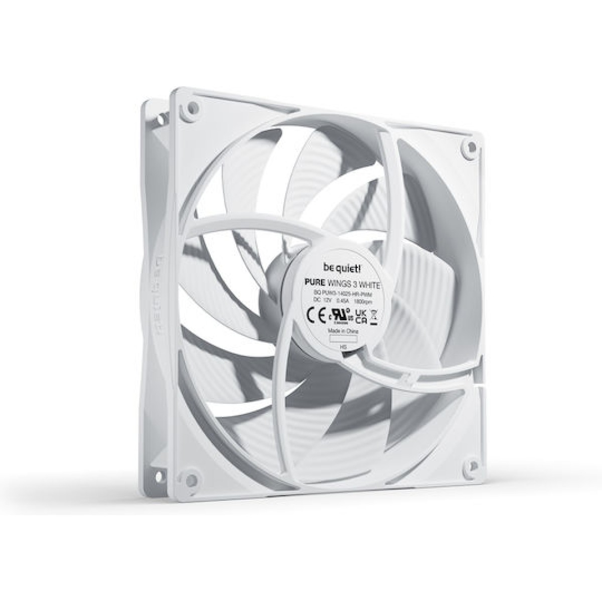 Be Quiet Pure Wings 3 Case Fan 140mm με Σύνδεση 4-Pin PWM Λευκό