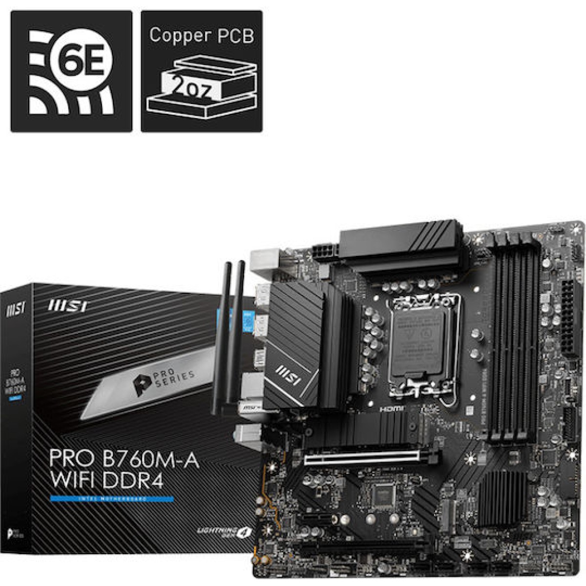MSI Pro B760M-A WIFI DDR4 Motherboard Micro ATX με Intel 1700 Socket 7D99-001R
