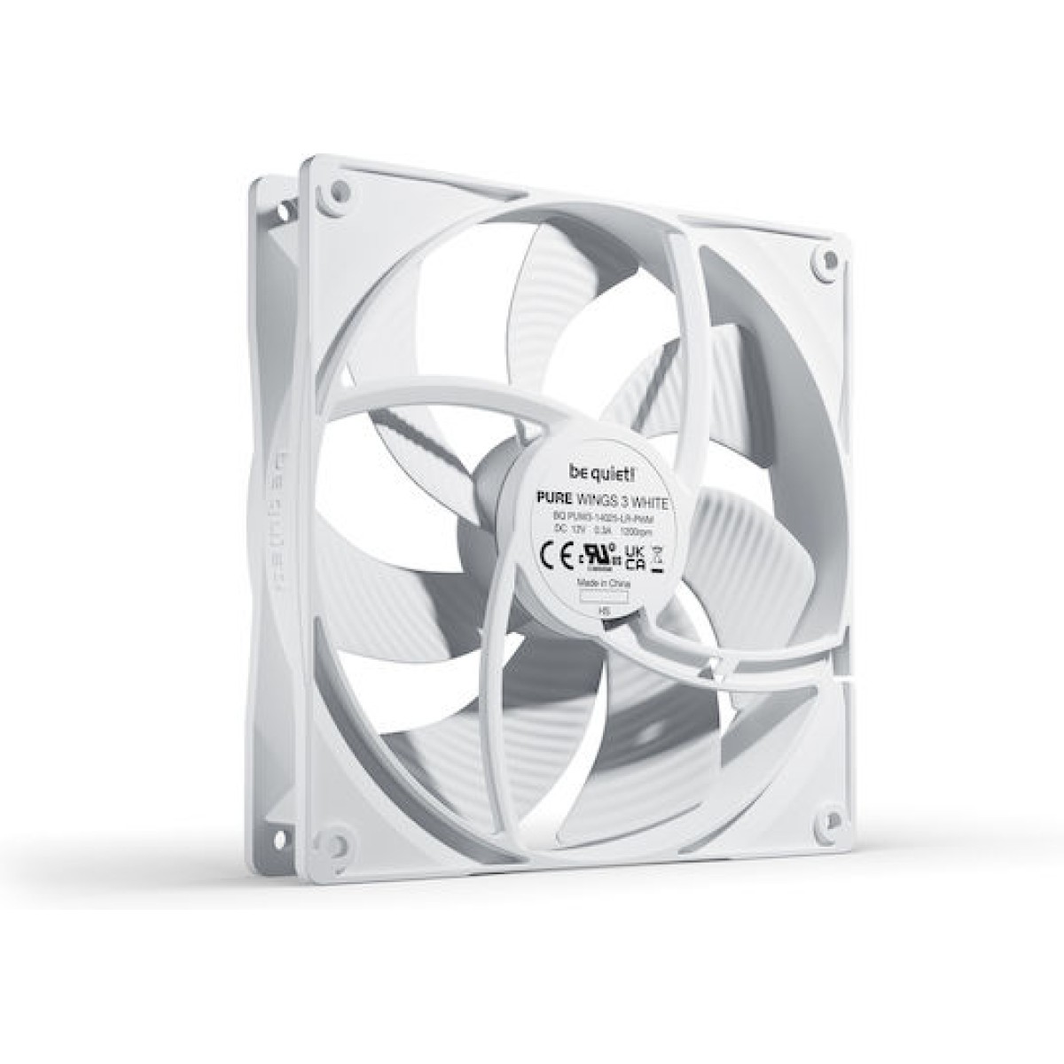 Be Quiet Pure Wings 3 Case Fan 140mm με Σύνδεση 4-Pin PWM Λευκό