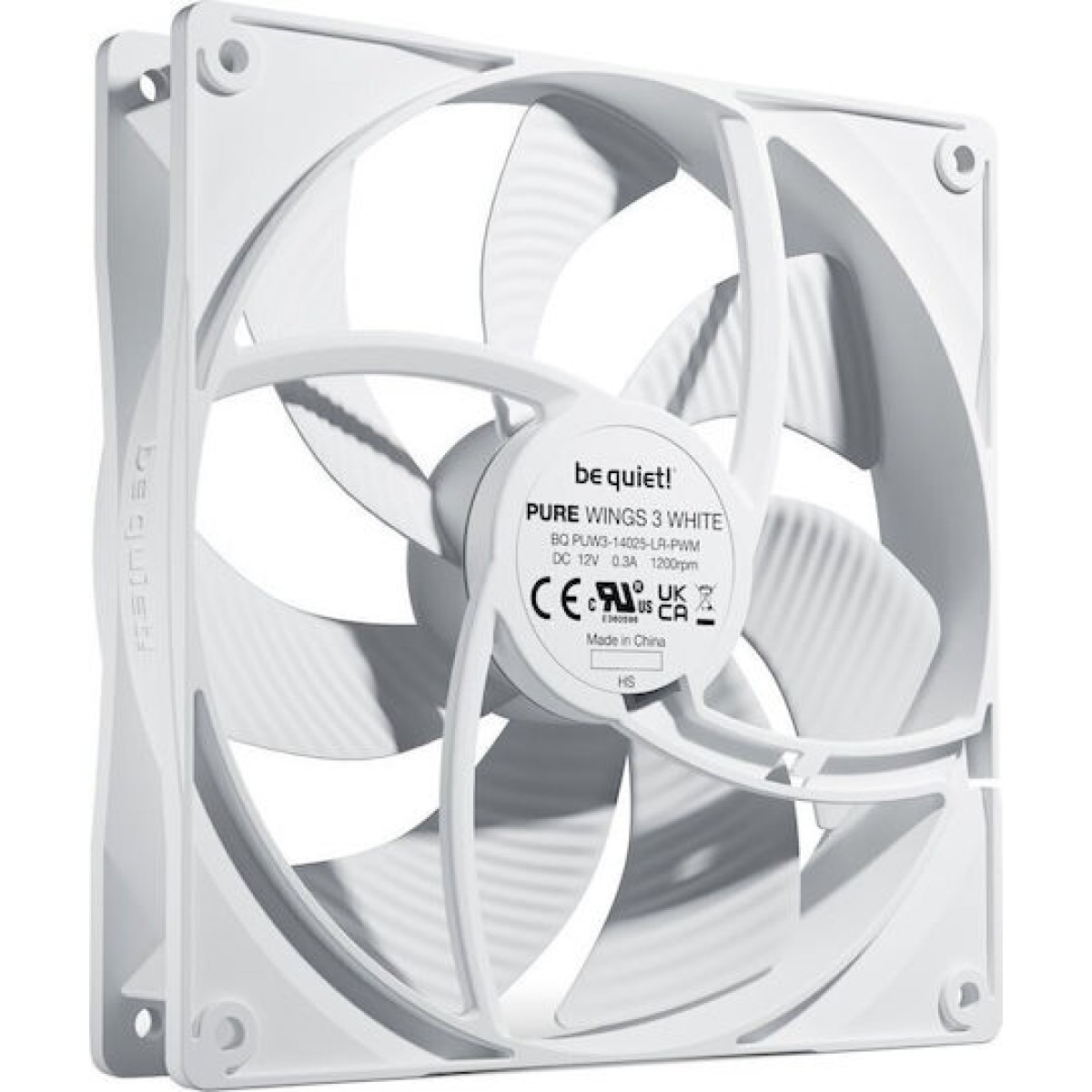 Be Quiet Pure Wings 3 Case Fan 140mm με Σύνδεση 4-Pin PWM Λευκό