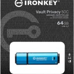 Kingston IronKey Vault Privacy 50 64GB USB 3.2 Stick με σύνδεση USB-C Μπλε