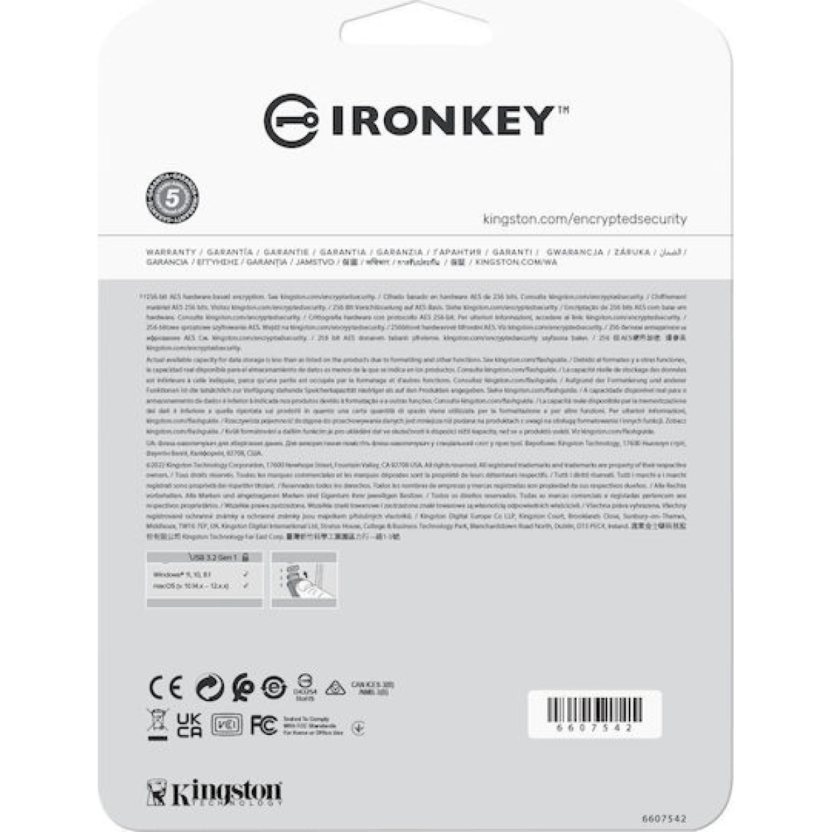 Kingston IronKey Vault Privacy 50 128GB USB 3.2 Stick με σύνδεση USB-C Μπλε