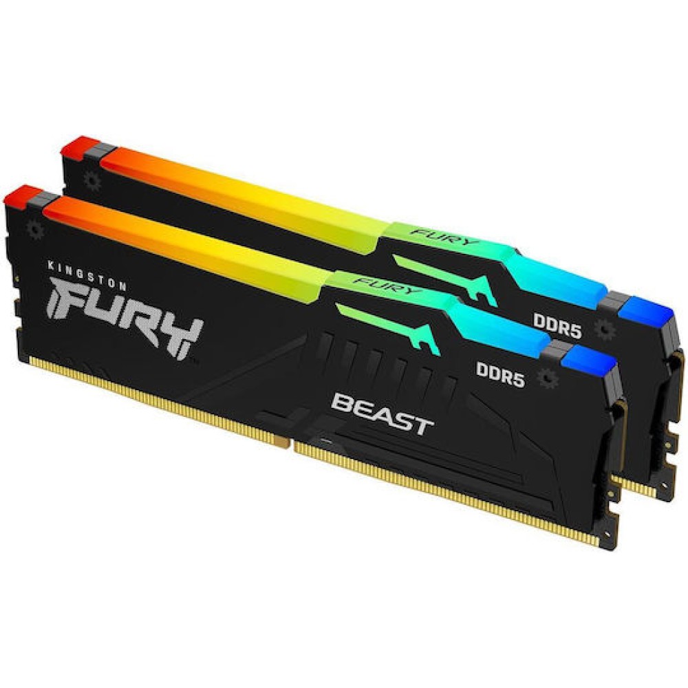 Kingston Fury Beast RGB DDR5 16GB RAM με 2x8GB Modules και Ταχύτητα 5600 για Desktop