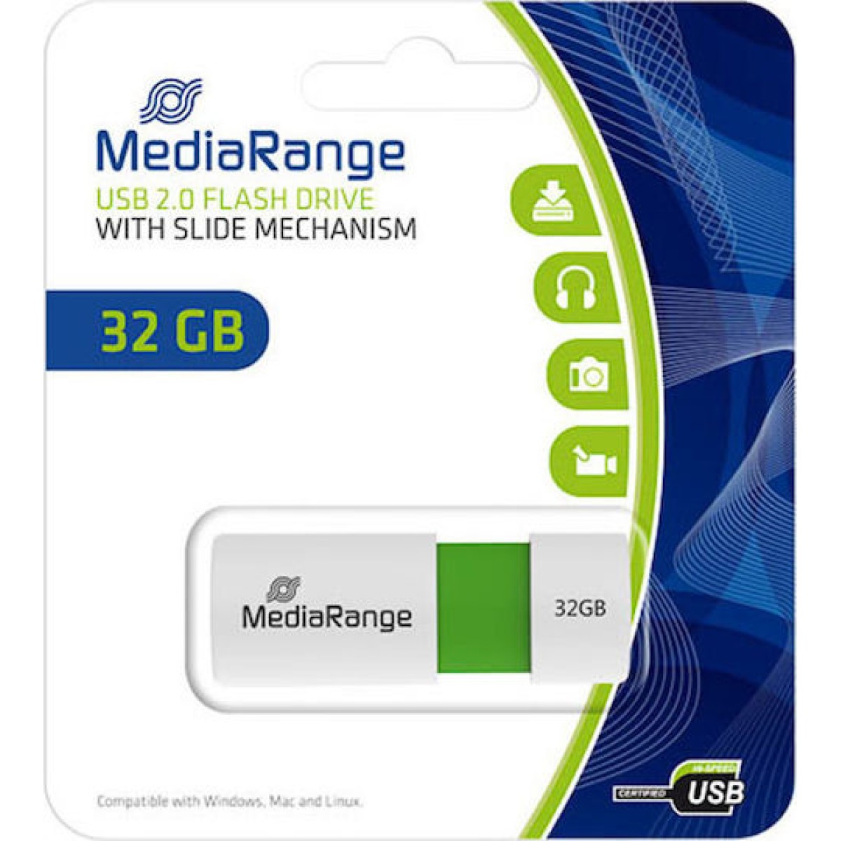 MediaRange 32GB USB 2.0 Stick Λευκό