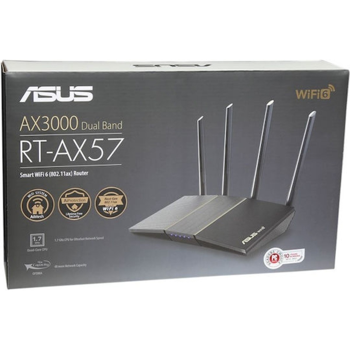 Asus RT-AX57 AX3000 Ασύρματο Router Wi‑Fi 6 με 4 Θύρες Gigabit Ethernet