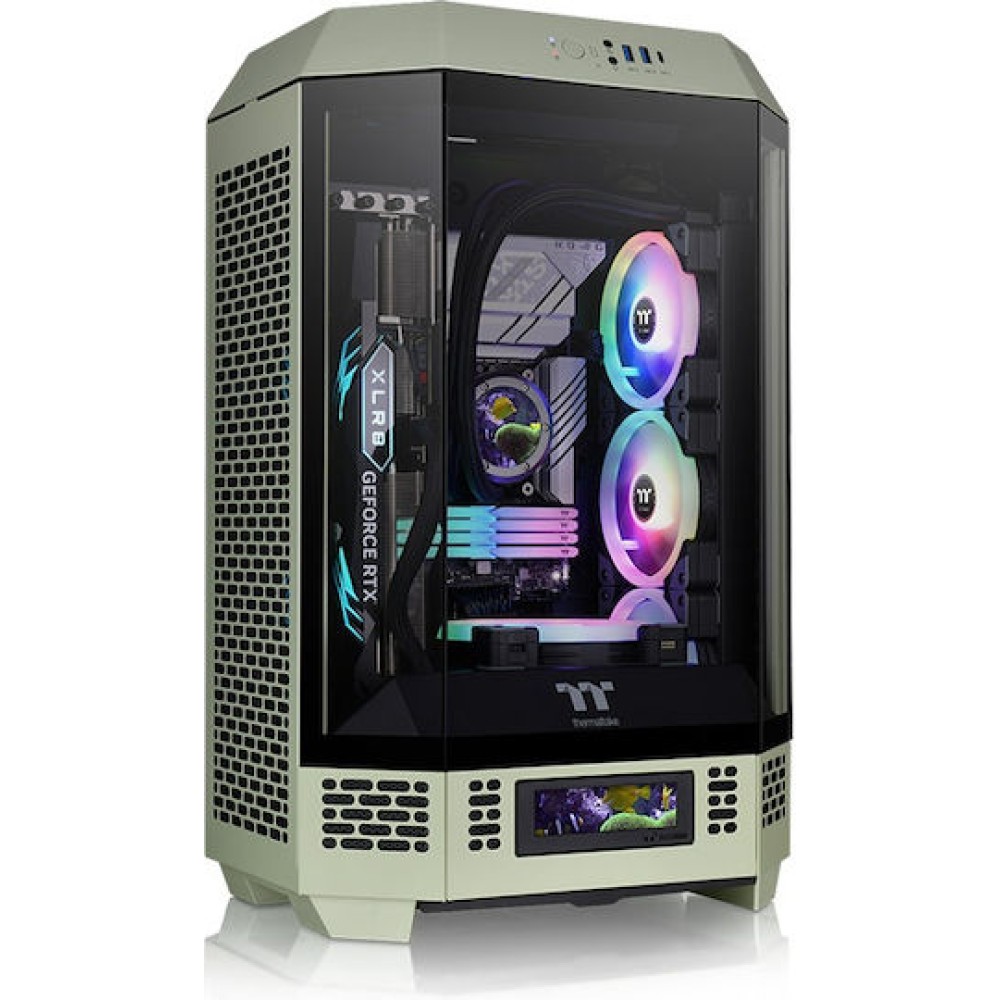 Thermaltake The Tower 300 Micro Tower Κουτί Υπολογιστή με Πλαϊνό Παράθυρο και RGB Φωτισμό Matcha Green