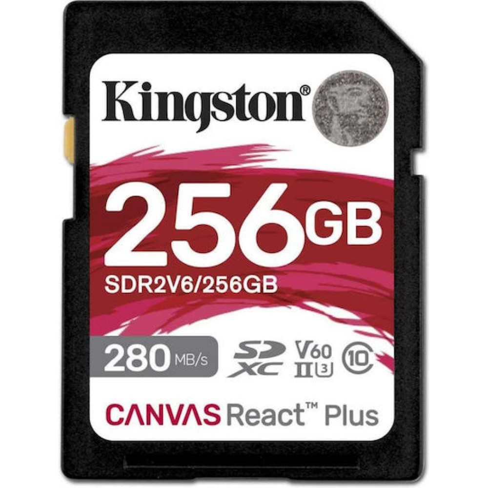 Kingston Canvas React Plus V60 SDXC 256GB Class 10 U3 V60 UHS-II