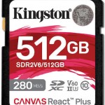 Kingston Canvas React Plus V60 SDXC 512GB Class 10 U3 V60 UHS-II