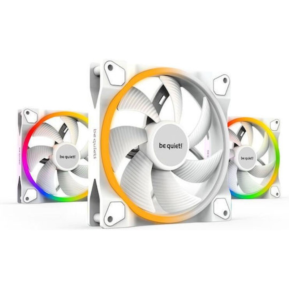 Be Quiet Light Wings High Speed Case Fan 140mm με Λευκό Φωτισμό και Σύνδεση 4-Pin PWM 3τμχ Λευκό