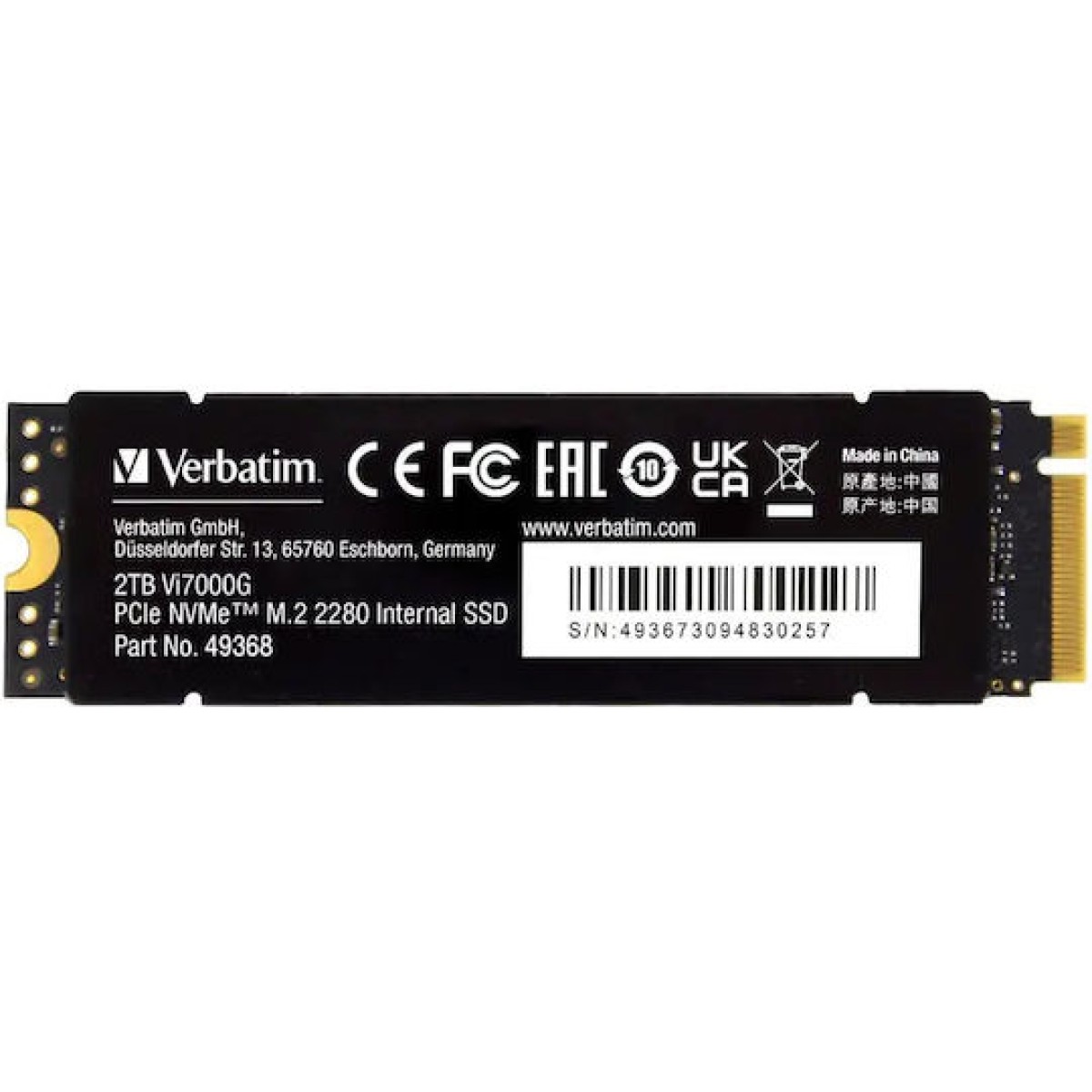 Verbatim Vi7000 PCle SSD 2TB M.2 NVMe PCI Express 4.0