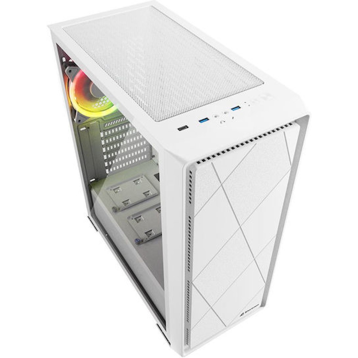 Sharkoon VS8 RGB Gaming Micro Tower Κουτί Υπολογιστή με Πλαϊνό Παράθυρο Λευκό