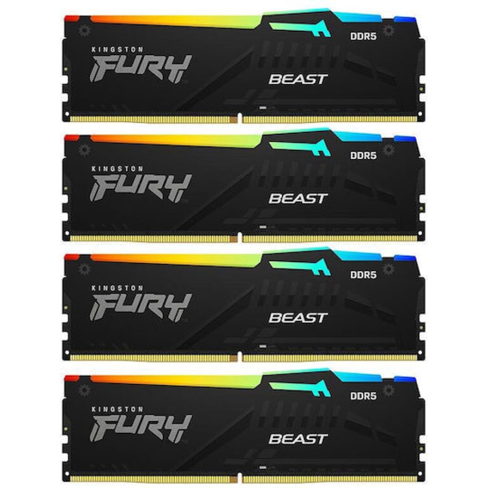 Kingston Fury Beast RGB DDR5 64GB RAM με 4x16GB Modules και Ταχύτητα 5200 για Desktop